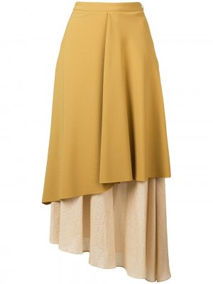 Многослойная юбка миди Chalayan. Цвет: желтый