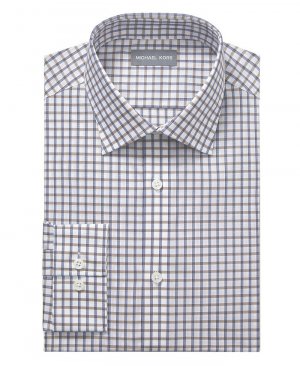 Мужская классическая рубашка стрейч стандартного кроя для страйкбола с негладким покрытием , цвет Brown Multi Michael Kors