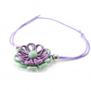 [I4887] - Фиолетово-зеленый дизайнерский браслет «Маргаритка» NOA