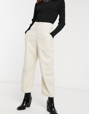 Светло-бежевые джинсы бойфренда с контрастными швами -Белый ASOS DESIGN