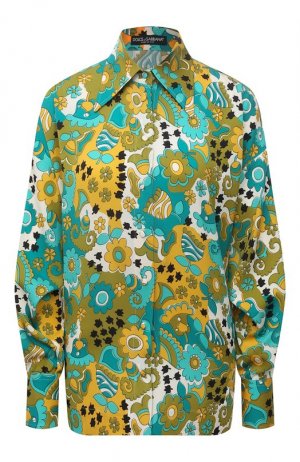 Шелковая рубашка Dolce & Gabbana. Цвет: зелёный