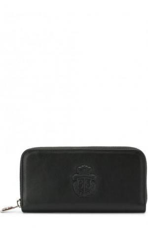 Кожаное портмоне на молнии с отделениями для кредитных карт и монет Billionaire. Цвет: черный