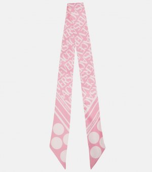 Шелковый шарф с логотипом и горохом , розовый Versace