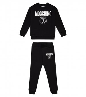 Хлопковая толстовка и спортивные штаны с принтом , черный Moschino