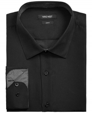 Мужская классическая рубашка slim-fit performance из эластичного однотонного материала , черно-белый Nine West