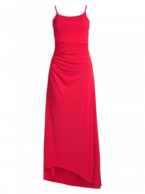 Платье макси из крепа Rustic Chic с рюшами , красный Donna Karan New York
