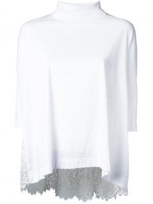 Блузка с кружевной вставкой на спине Muveil. Цвет: белый