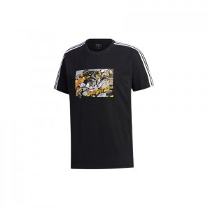 Neo Повседневная дышащая спортивная футболка с принтом в полоску Мужские топы черные GK5871 Adidas