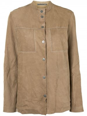 Куртка-рубашка без воротника Transit. Цвет: коричневый