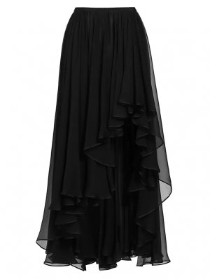 Шелковая юбка макси с рюшами , черный Giambattista Valli