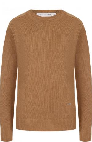 Однотонный кашемировый пуловер с круглым вырезом Victoria Beckham. Цвет: бежевый