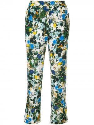 Floral print cropped trousers Erdem. Цвет: синий
