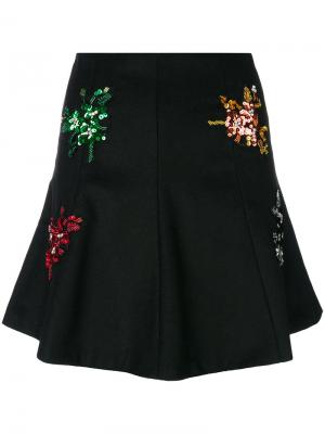 Мини-юбка с цветочной отделкой Gaelle Bonheur. Цвет: чёрный