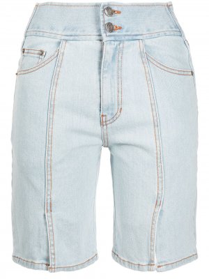 Джинсовые шорты с разрезом SJYP. Цвет: синий