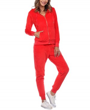 Женский велюровый спортивный костюм loungewear 2pc set , ярко-красный White Mark