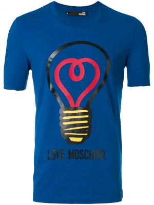 Футболка с принтом лампочки Love Moschino. Цвет: синий