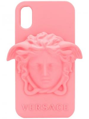 Чехол для iPhone X Medusa Versace. Цвет: розовый