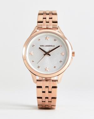 Женские часы цвета розового золота с белым циферблатом KL3011 Karl Lagerfeld. Цвет: розовый