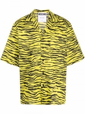 Рубашка с короткими рукавами и зебровым принтом Moschino. Цвет: желтый