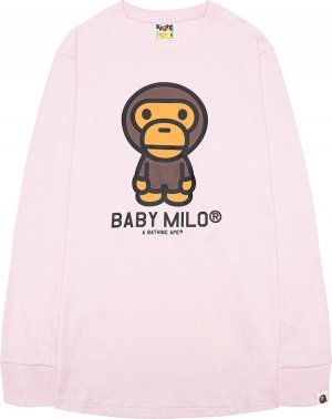 Лонгслив BAPE Baby Milo Long-Sleeve Tee 'Pink', розовый