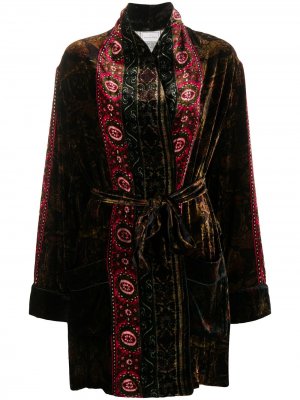 Пальто с принтом и поясом Pierre-Louis Mascia. Цвет: коричневый