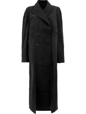 Двубортное пальто с декоративной строчкой Yang Li. Цвет: чёрный