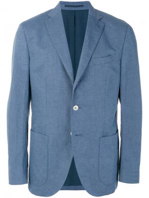 Пиджак с накладными карманами Cantarelli. Цвет: синий