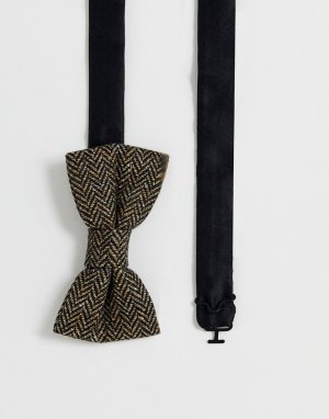 Коричневый галстук-бабочка с узором в елочку Twisted Tailor