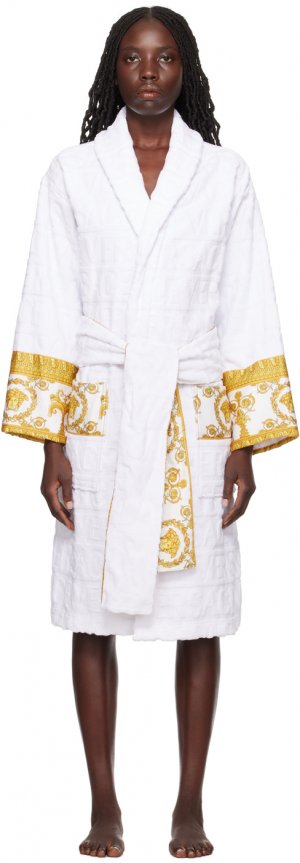 Белый халат с надписью I Heart Baroque Versace Underwear