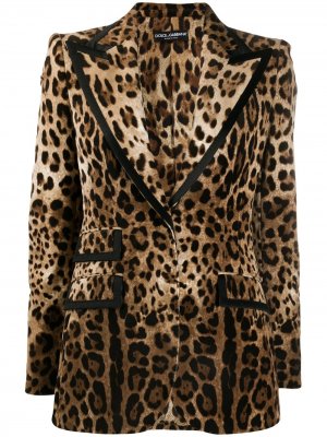 Блейзер с леопардовым узором Dolce & Gabbana. Цвет: коричневый