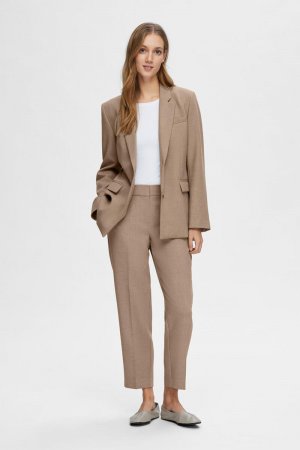 Костюмные брюки Regular Fit из переработанных материалов. , коричневый Selected Femme