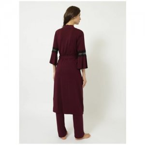 Комплект домашней одежды с майкой, брюками и халатом Luisa Moretti. Цвет: бордовый