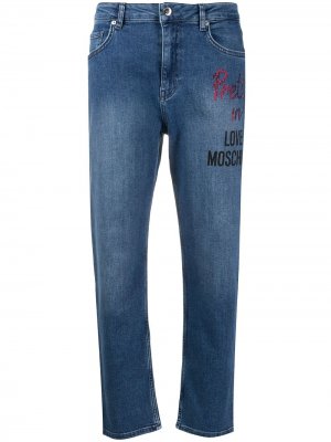 Прямые джинсы с логотипом Love Moschino. Цвет: синий