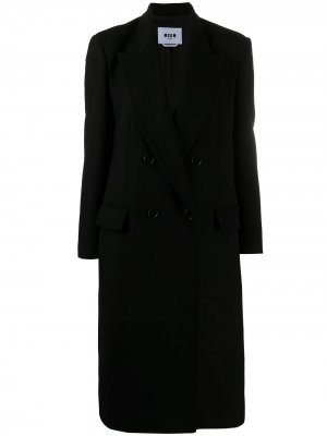 Однобортное пальто MSGM. Цвет: черный