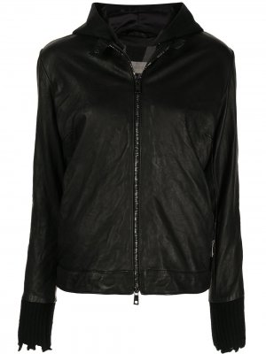 Кожаная куртка с капюшоном Giorgio Brato. Цвет: черный