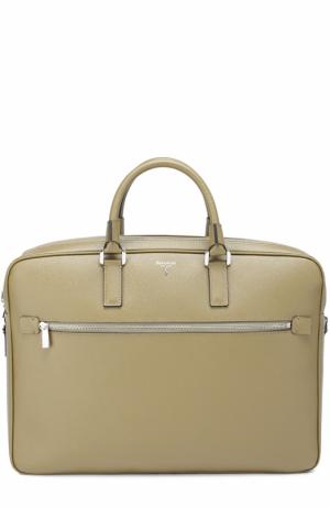 Кожаная сумка для ноутбука с плечевым ремнем Serapian. Цвет: оливковый