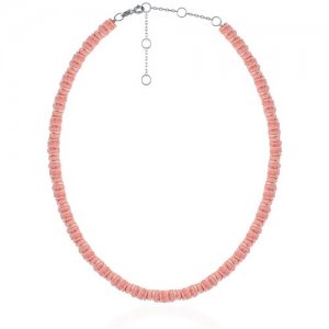 Розовый серебряный ювелирный чокер (ожерелье, колье) из натурального розового коралла L'ATTRICE. Цвет: розовый
