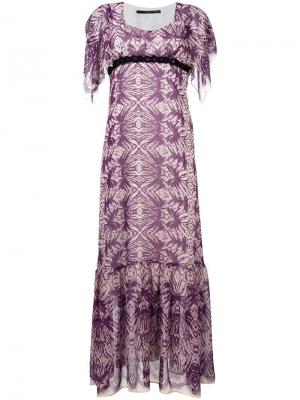 Длинное платье с узором Maurizio Pecoraro. Цвет: розовый и фиолетовый