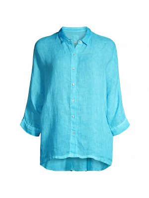 Льняная рубашка на пуговицах , цвет turquoise soft fade 120% Lino