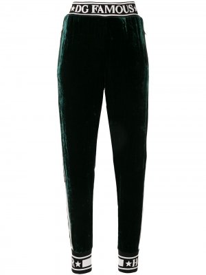 Бархатные спортивные брюки Dolce & Gabbana. Цвет: зеленый