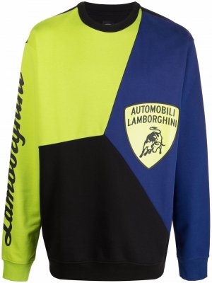 Толстовка в стиле колор-блок с логотипом Automobili Lamborghini. Цвет: черный