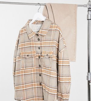 Куртка-рубашка в клетку стиле oversize из ткани с добавлением шерсти -Многоцветный Native Youth Plus
