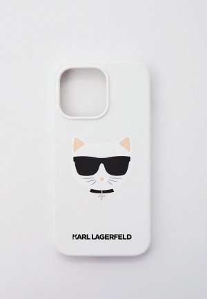 Чехол для iPhone Karl Lagerfeld 13 Pro Liquid silicone Choupette Hard White. Цвет: белый