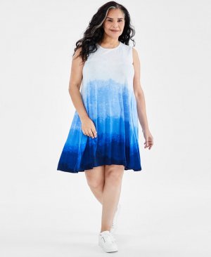 Плюс размер омбреé Платье-шлепанцы без рукавов , синий Style & Co