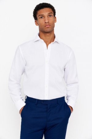Гладкая рубашка с легкогладкими запонками , белый Cortefiel