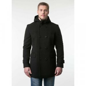 Пальто , размер 58, черный КАЛЯЕВ. Цвет: черный