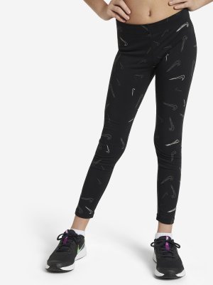 Легинсы для девочек Sportswear Dance, Черный Nike. Цвет: черный