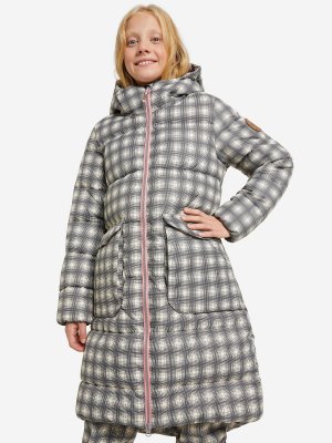 Пальто утепленное для девочек , Серый, размер 128 Outventure. Цвет: серый