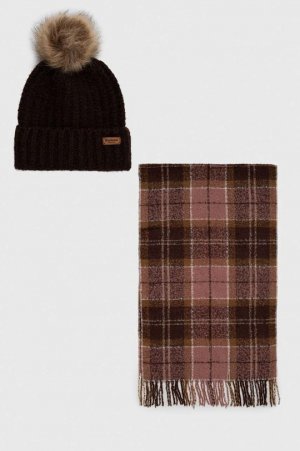 Барбур шляпа и шарф , коричневый Barbour
