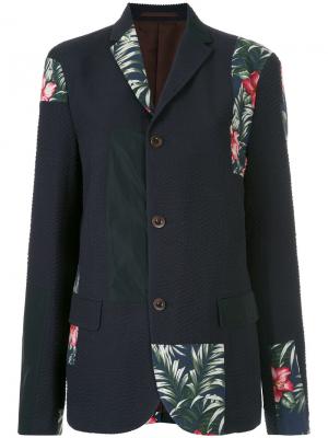 Пиджак с лоскутной деталью Kolor. Цвет: синий